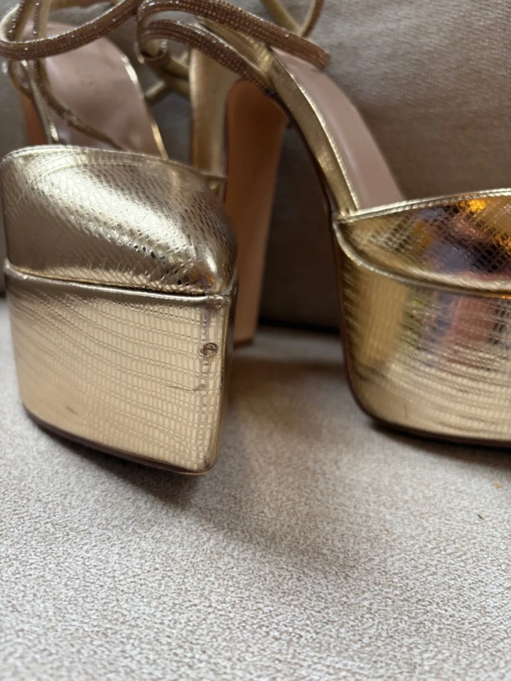 Venus Gold Platform double twist Ankle-Strap Women's Heels